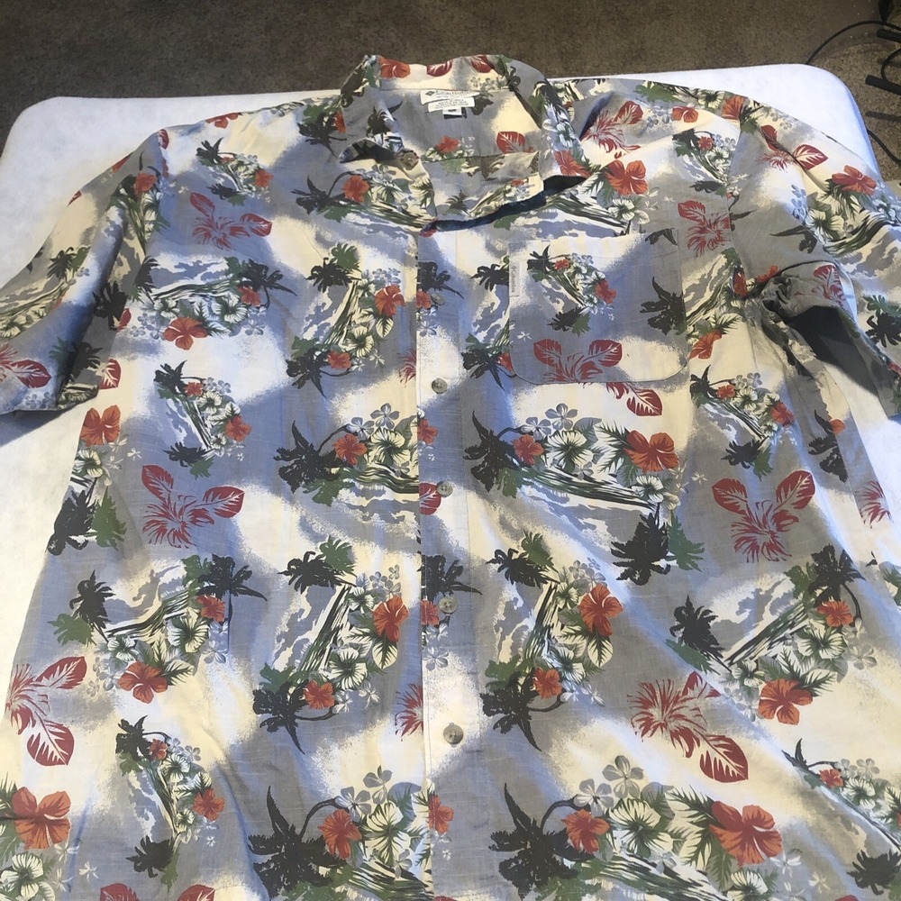 Columbia Outerwear Hawaiian Shirt Button Up Short Sleeve Extra Large Multi Color
